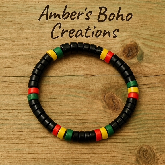 Reggae Rasta Beaded Bracelet — Vibrant Boho Island Style - Picture 3 of 4